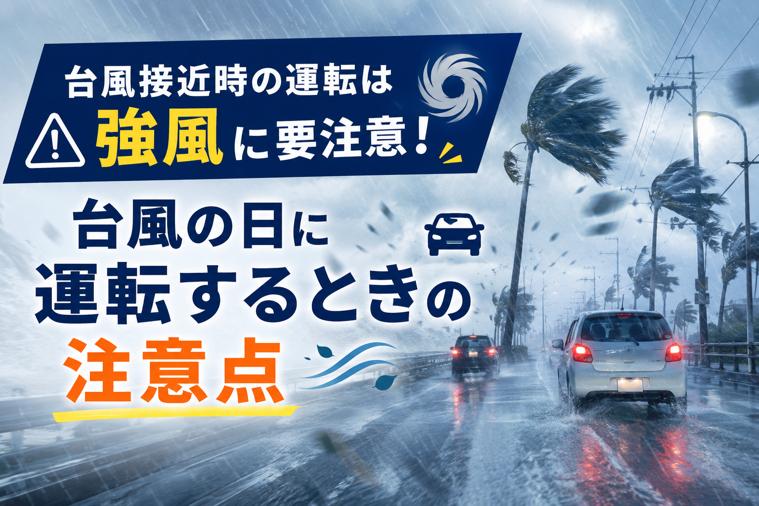 台風接近時の運転は強風に要注意！台風の日に運転するときの注意点