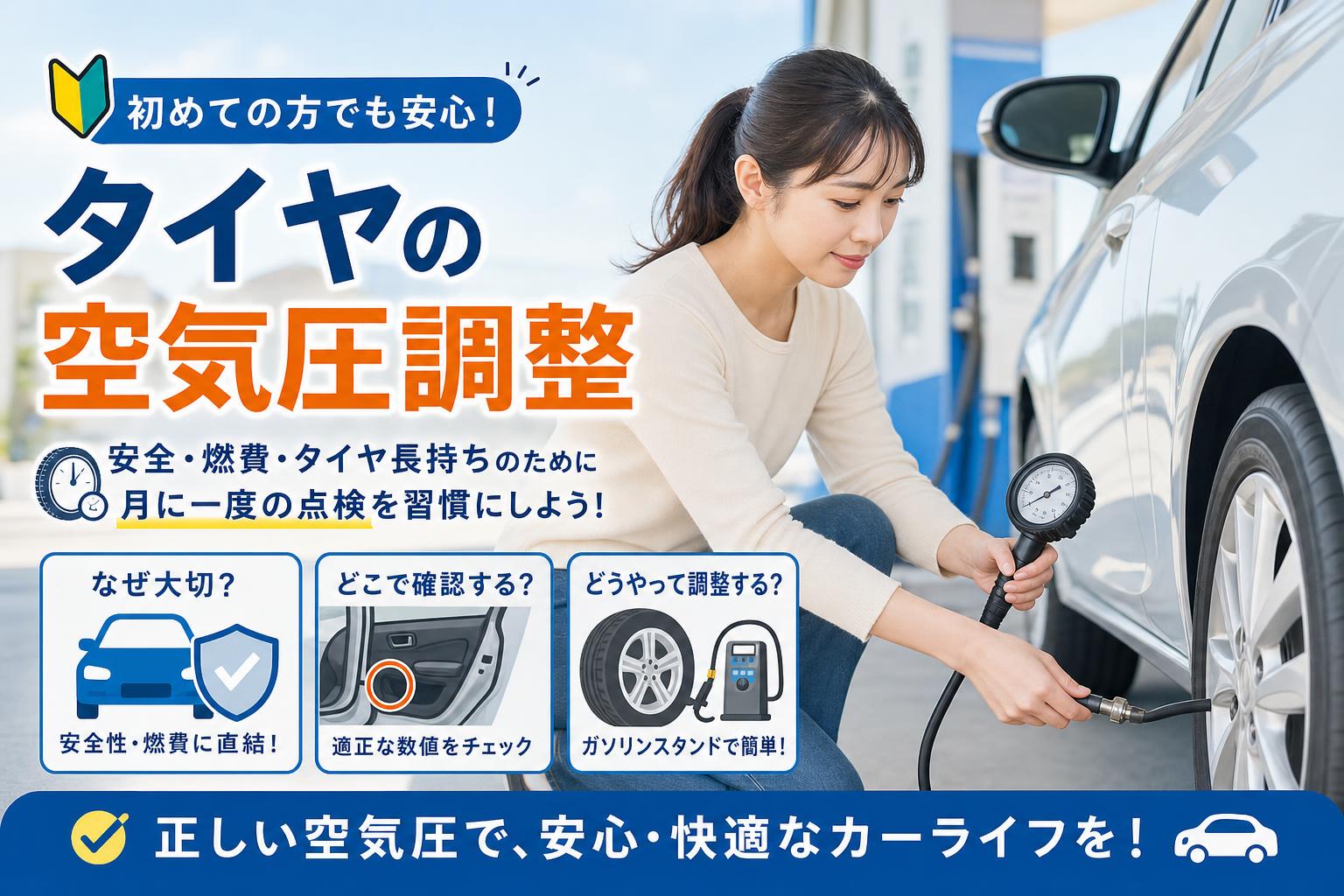 初めてのタイヤの空気圧調整！こまめなチェックで安全ドライブ