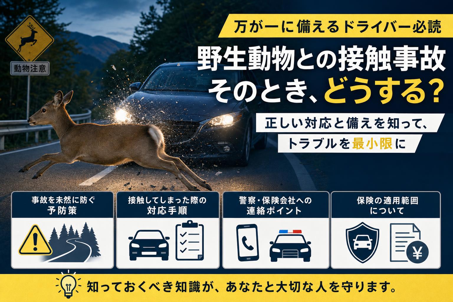 もしも運転中に動物と接触したら？事故防止と事故後の対応