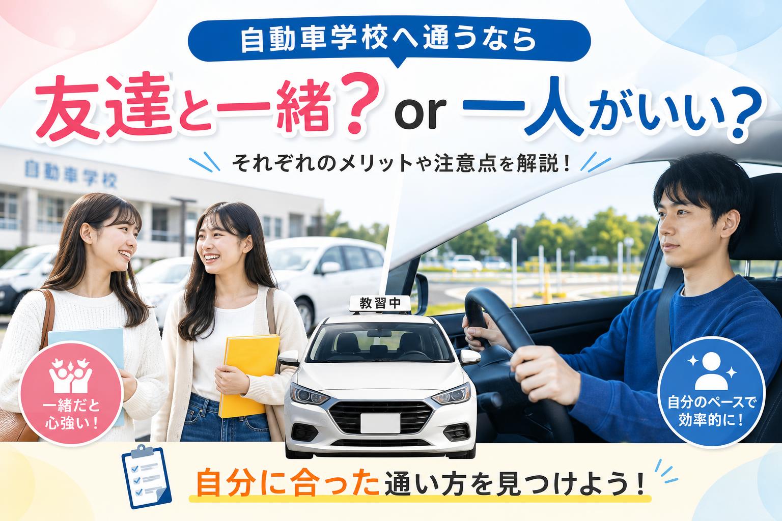 免許教習は友達と一緒に通った方がいい？一人でも大丈夫？